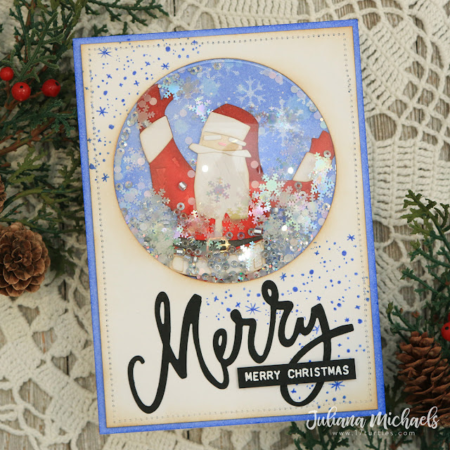 Merry Merry Christmas Shaker Card by Juliana Michaels featuring Tim Holtz and Sizzix Shaker Domes