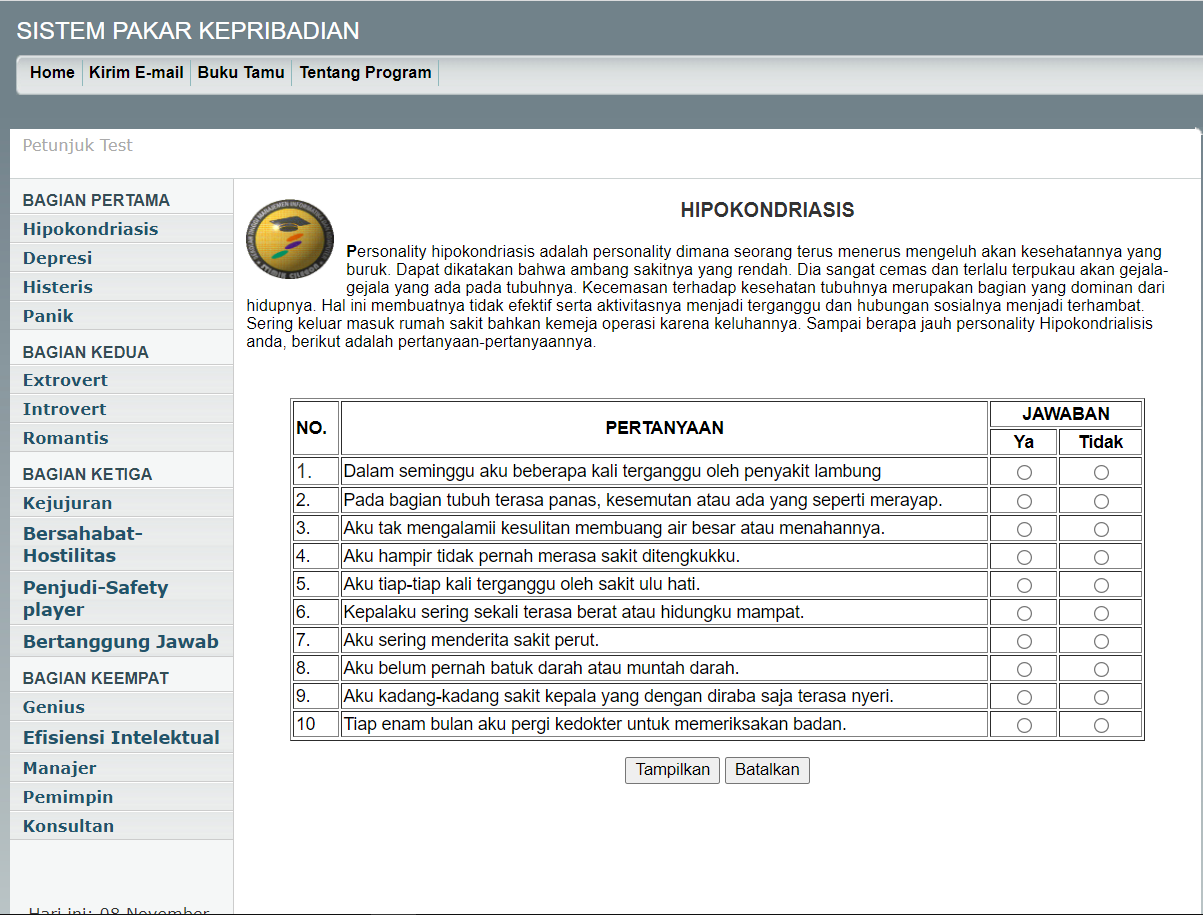 Kepribadian Metode Forward Chaining