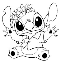Stitch in Hawaiian costume coloring page