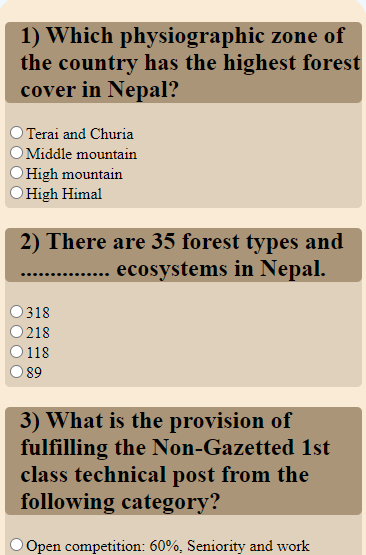 Ranger - Loksewa Aayog (PSC) Multiple Choice Question