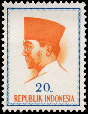 Indonesian Postage Stamp I-75 President Sukarno 20 rupiah 1964