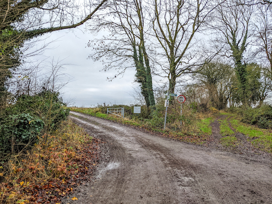 Turn left on Weston footpath 28 off Warrens Green Lane