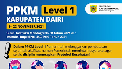 Kabupaten Dairi Menerapkan PPKM  LEVEL SATU