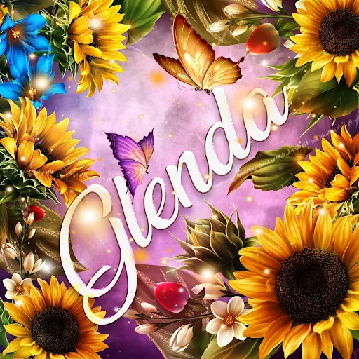 imágen con el nombre gisela con fondo de girasoles y mariposas para descargar gratis