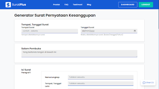 generator surat pernyataan kesanggupan online