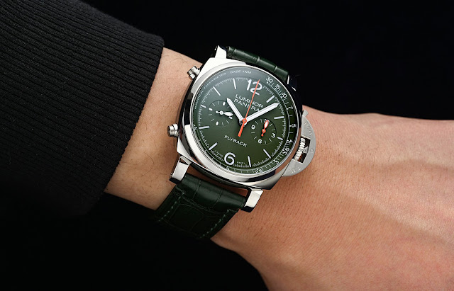 Introdução da réplica do relógio Panerai Luminor Chrono Flyback com mostrador verde