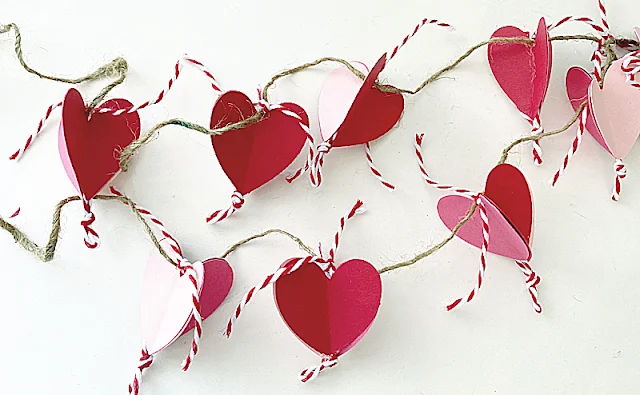 paper heart garland and twine