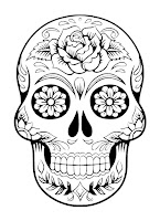 Floral  sugar skull coloring page