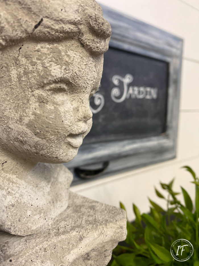 Faux Concrete Ceramic Bust Upcycle is the tenth most popular project post of 2021 at Interior Frugalista.