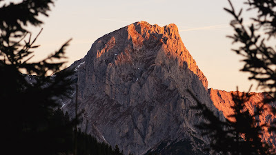 Mountain peak at sunrise