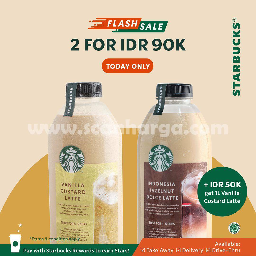 Promo STARBUCKS FLASH SALE Beli 2 Minuman 1L Hanya Rp. 90.000