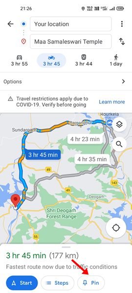 Save Route on Google Maps
