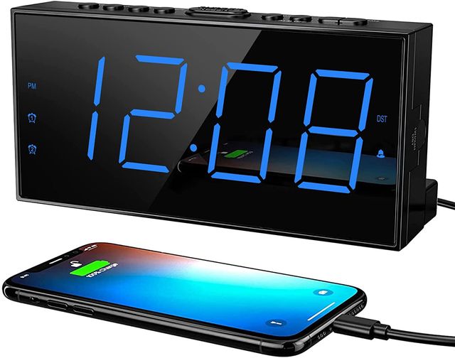 Reloj despertador digital, regulador de intensidad de 7.5 pulgadas, pantalla LED grande