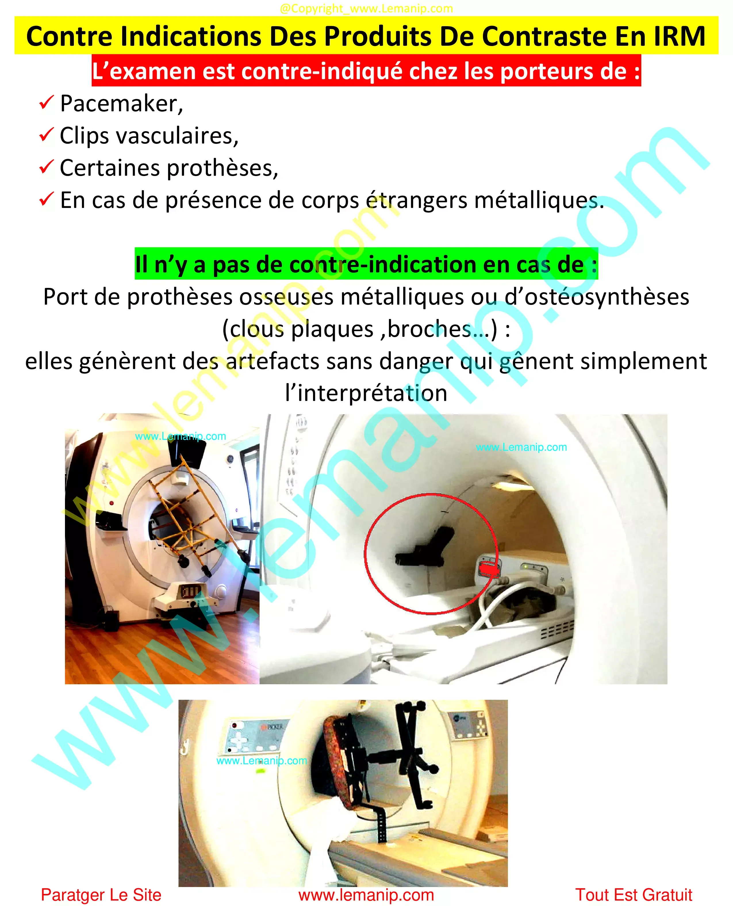 Contre Indications Des Produits De Contraste En IRM