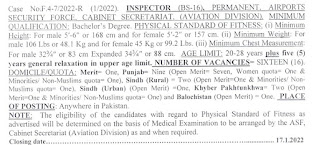 FPSC ASF Inspector Jobs Advertisement 2022