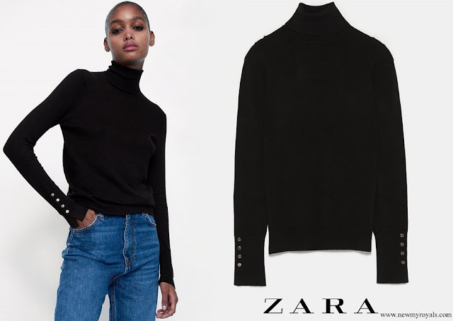 Crown Princess Mary wore Zara High Collar Knit Sweater in Black