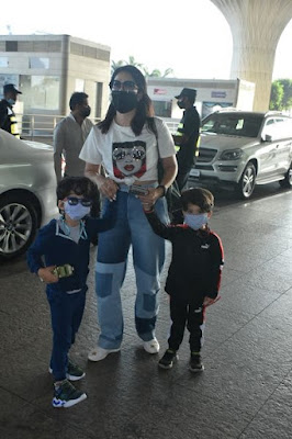 Sunny Leone spotted with sons at airport