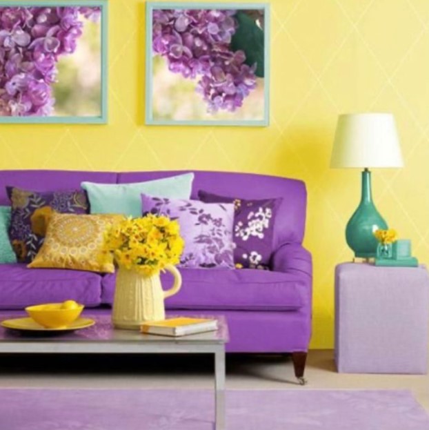 purple colour combination for living room