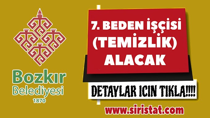 Bozkır Belediyesi Şirketi Daimi 7 Beden İşçisi (Temizlik) işe alacak.