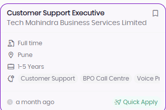 Support Executive at Tech Mahindra