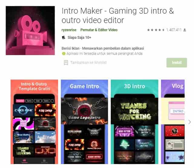 Intro Maker – Gaming 3D intro & outro video editor