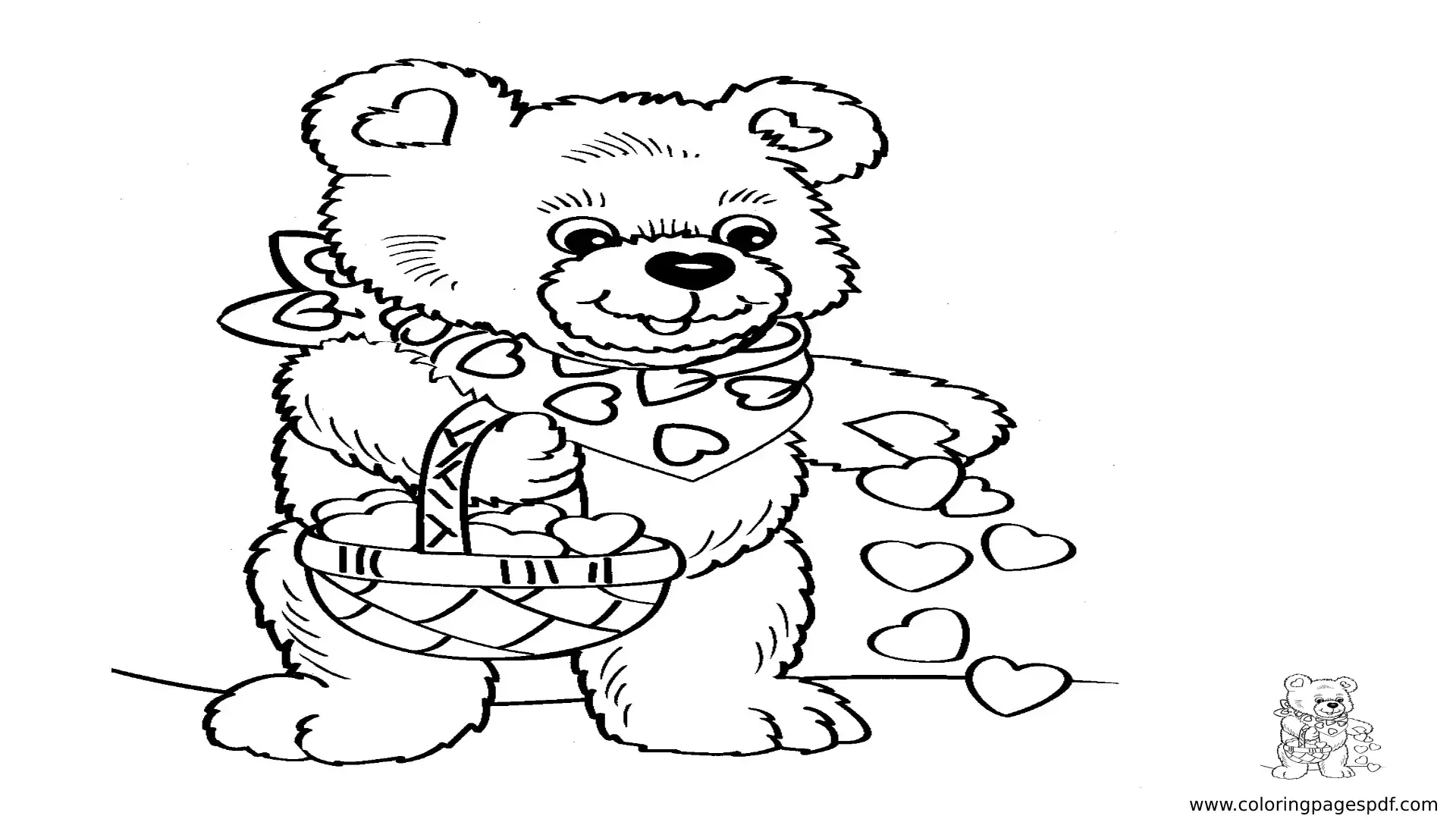 Coloring Pages Of A Bear Throwing Hearts