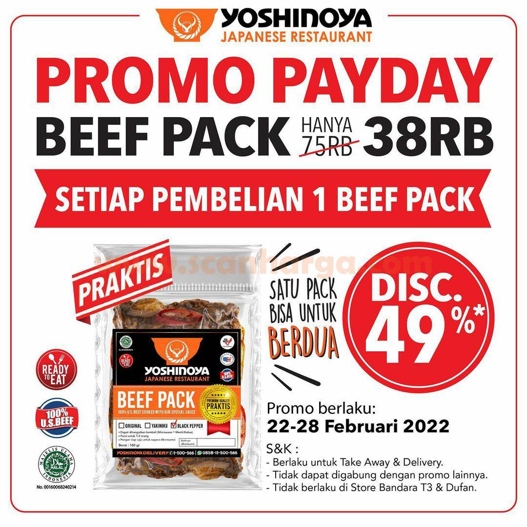 Promo YOSHINOYA PAYDAY -  Harga Spesial Beef Pack hanya Rp. 38rb
