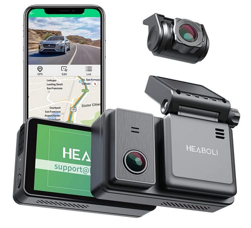 HEABOLI HP88 Wi-Fi GPS 4K Dual Dash Cam Camera for Cars