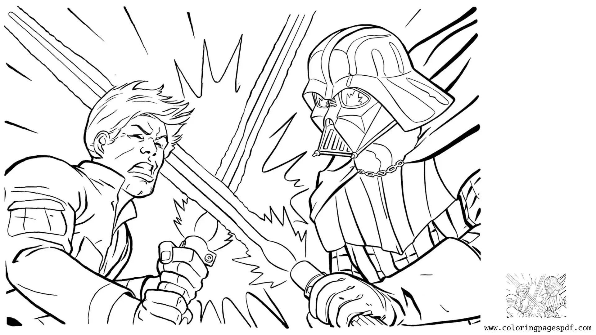 Coloring Pages Of Luke Fighting Darth Vader