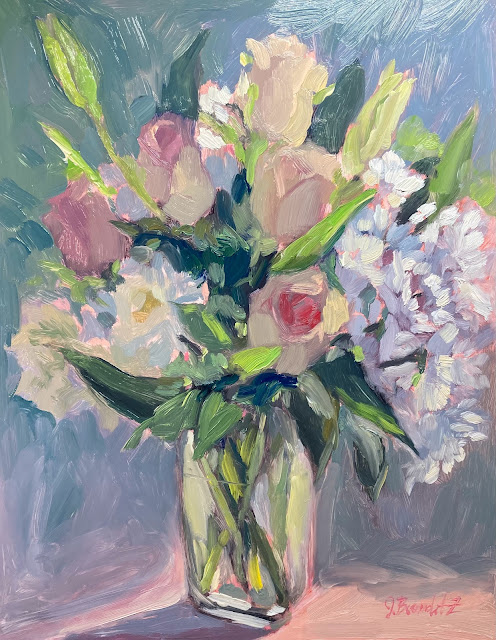 impressionist flower oil painting by Jennifer Beaudet of California