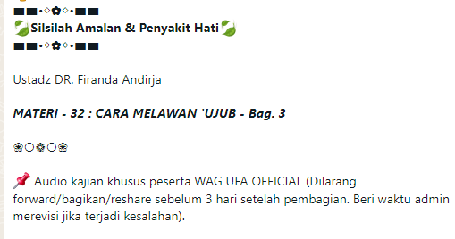 Materi 32 – Cara Melawan Ujub Bag.3 - Silsilah Amalan Hati dan Penyakit Hati