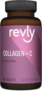 Revly Collagen Peptides + Vitamin C, 2500 mg Collagen Peptides per Serving, 90 Tablets, 1 Month Supply