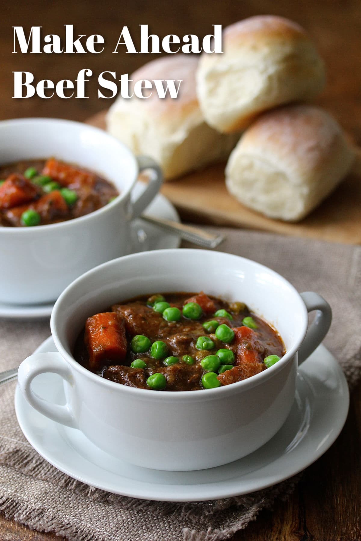 Beef stew in bowls.