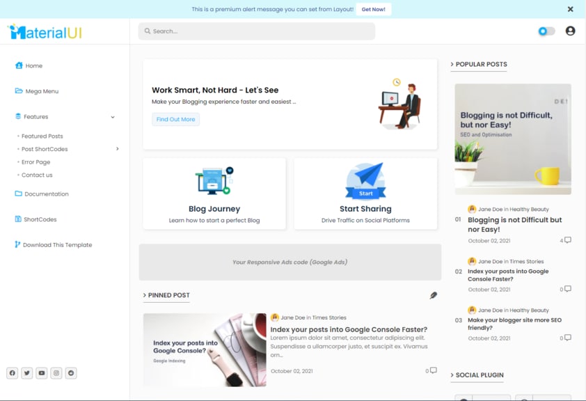 Blogger Template Material UI