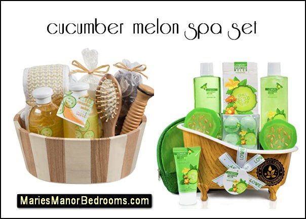 Cucumber & Melon Spa Gift Basket - Spa Gift basket Natural Cucumber with Organic Melon Home Spa Bath Basket Gift Set