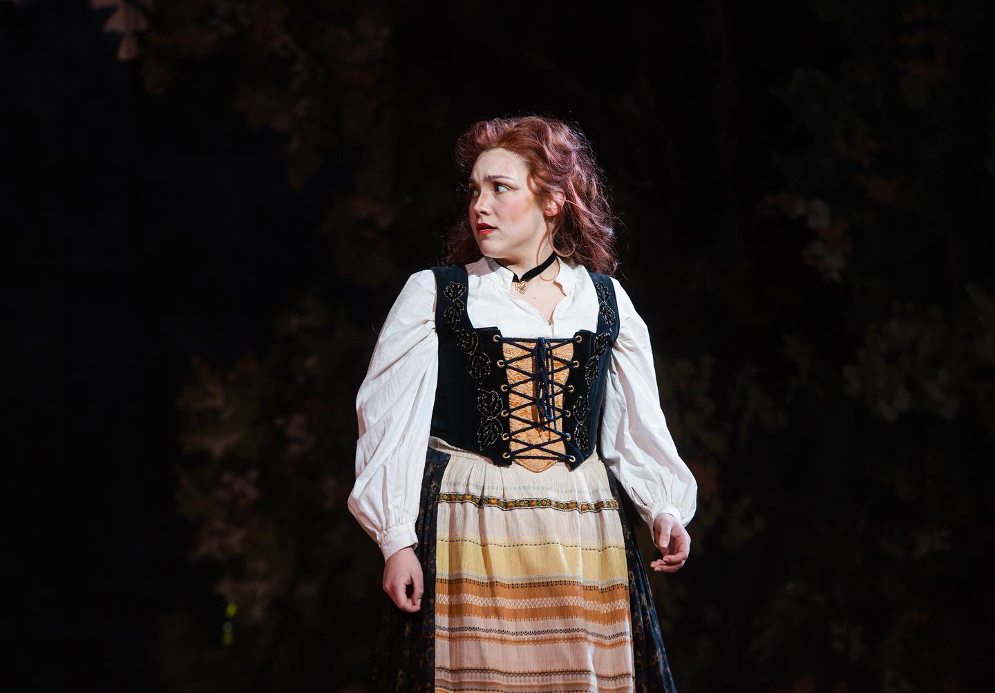 IN REVIEW: soprano MARGARET ANN ZENTNER in the title rôle of A.J. Fletcher Opera Institute's February 2022 production of Gaetano Donizetti's LINDA DI CHAMOUNIX [Photograph © by André Peele; used with permission]