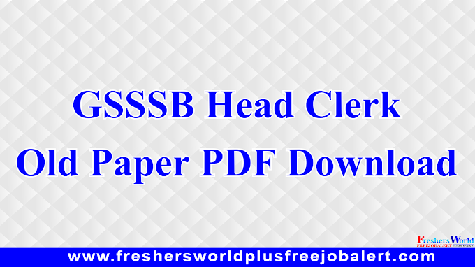 GSSSB Head Clerk Old Paper PDF Download