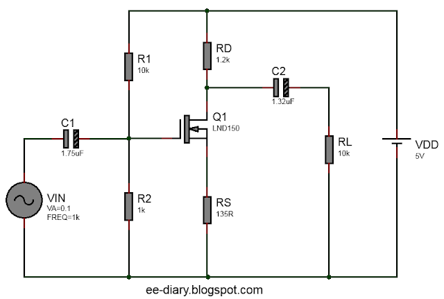 depletion MOSFET amplifier with voltage divider bias