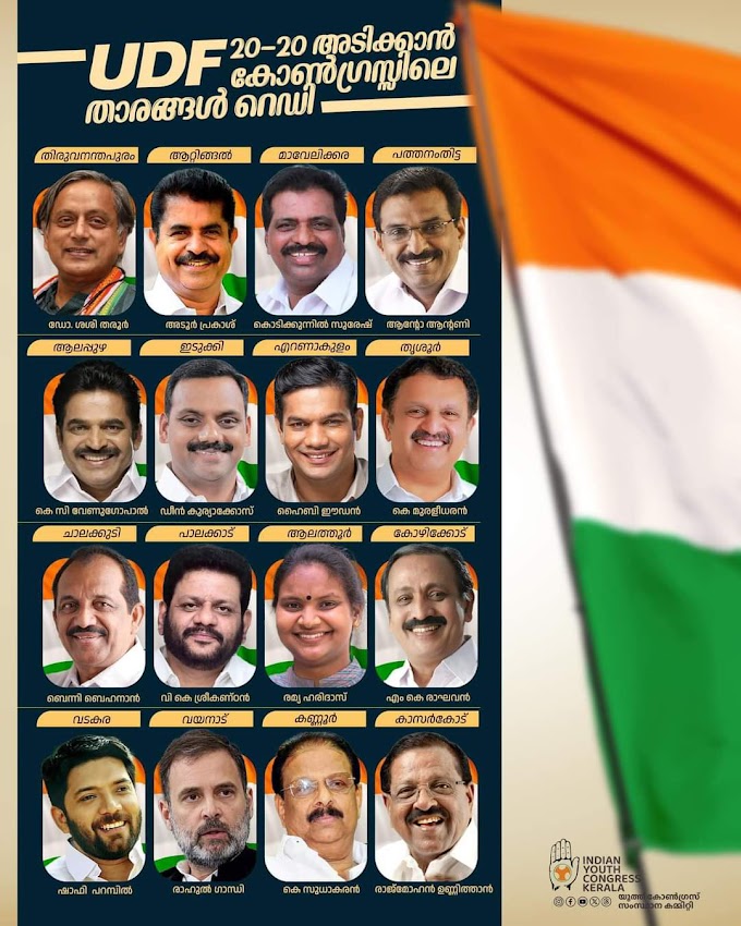 കോണ്‍ഗ്രസ് സ്ഥാനാര്‍ഥിപ്പട്ടിക പ്രഖ്യാപിച്ചു. 
