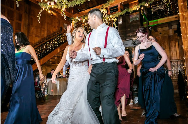 bride and groom dancing