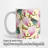 Magnolia And Butterflies Pattern Art Mug