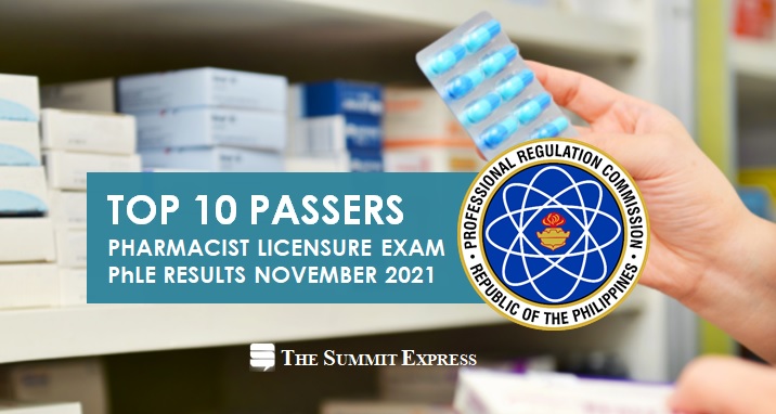 RESULT: November 2021 Pharmacist board exam top 10 passers