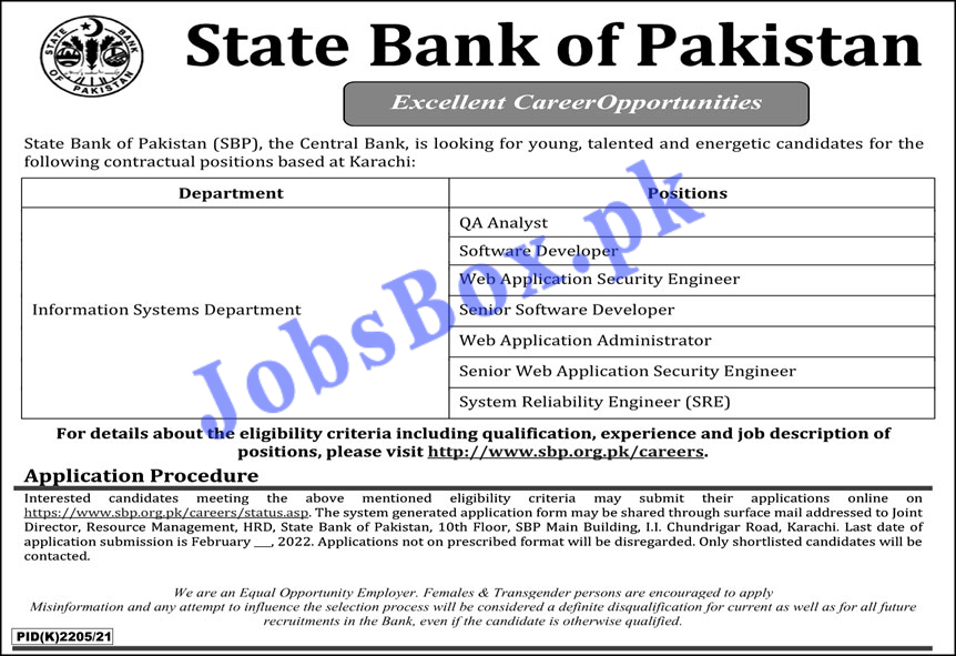 SBP State Bank of Pakistan Jobs 2022 in Pakistan