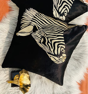 AFRICAN ZEBRA VELVETEEN CUSHION COVER