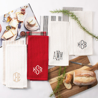 Monogrammed Dish Towel Set with Charcuterie Board