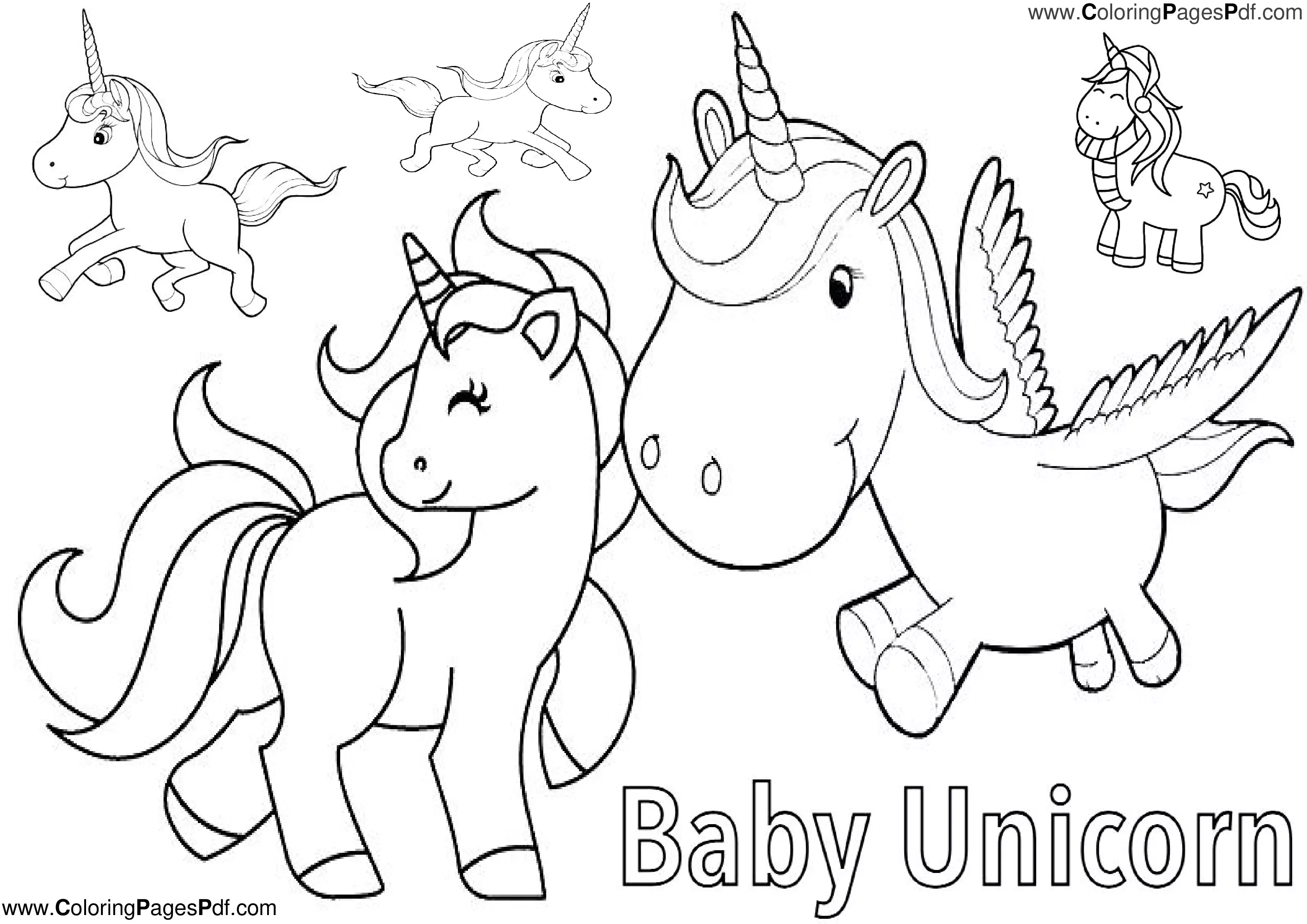 Baby unicorn coloring pages