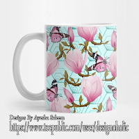 Magnolia And Butterflies Pattern Mug