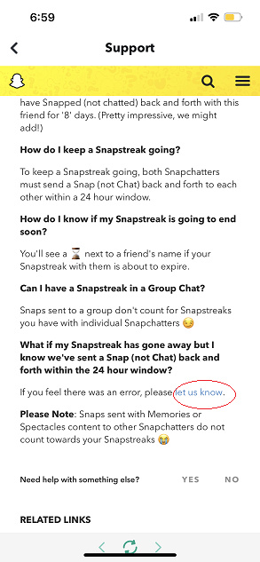 Let us know in snapstreak