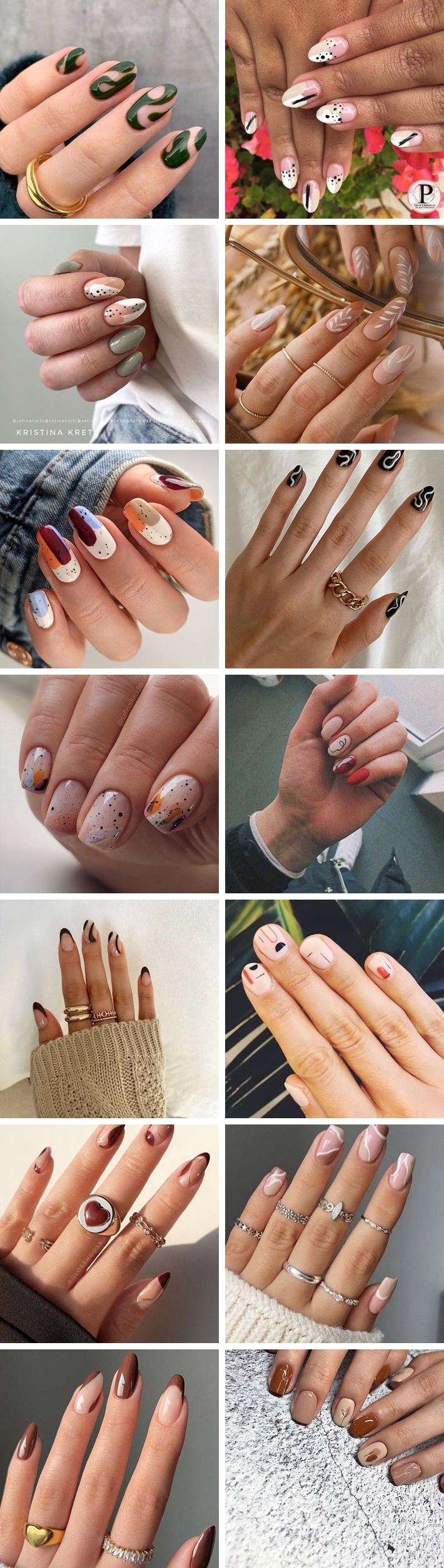 modne paznokcie na jesień 2021 - abstrakcyjne wzory inspiracje