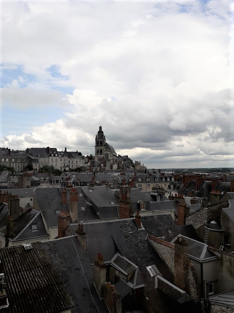 view over the rooftops of Blois towards the cathedral